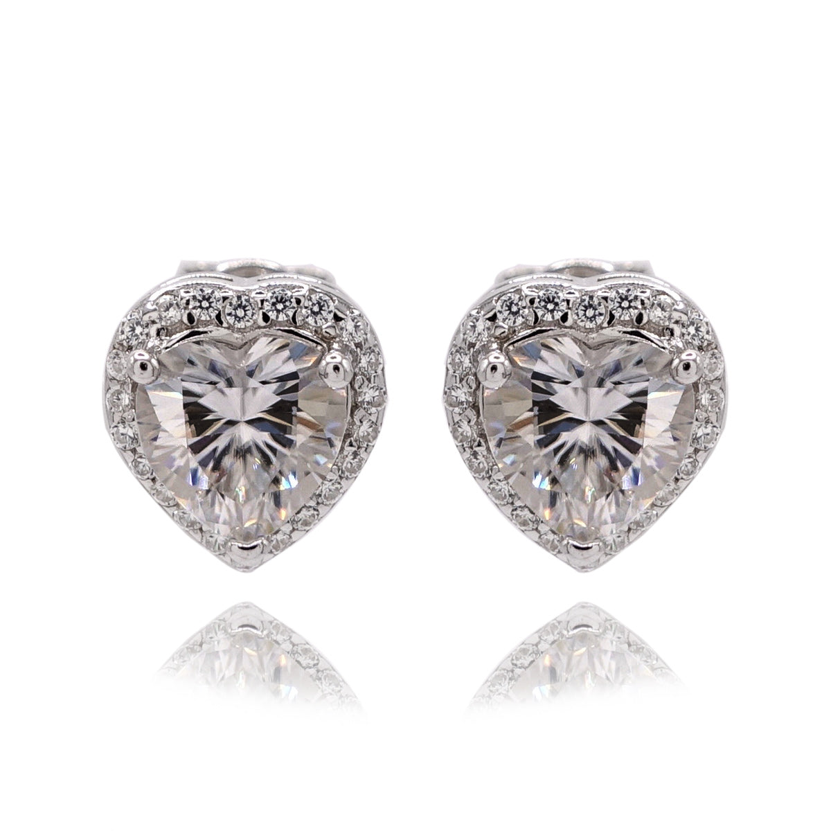 174LV Moissanite Heart Shaped Cut Stud Earrings