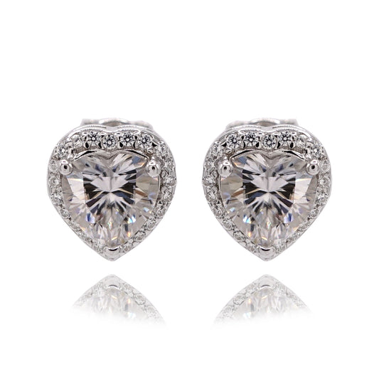 174LV Moissanite Heart Shaped Cut Stud Earrings