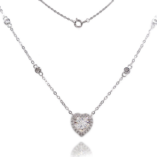 175LV Moissanite Heart Paved Necklace