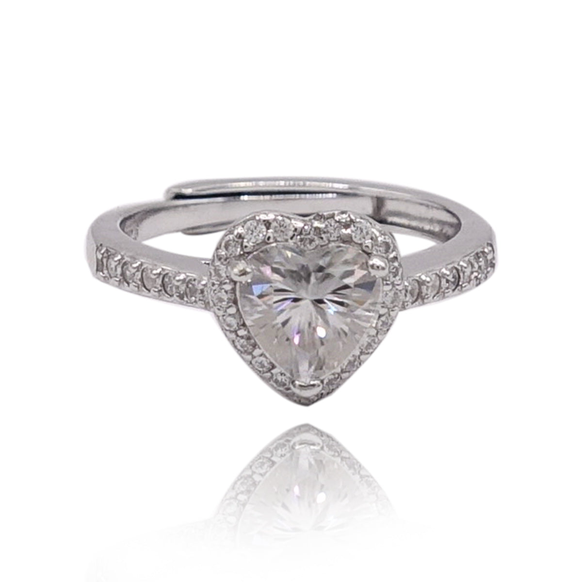 176LV Halo Heart Cut Sterling Engagement Ring