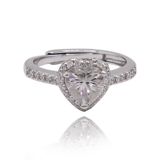 176LV Halo Heart Cut Sterling Engagement Ring
