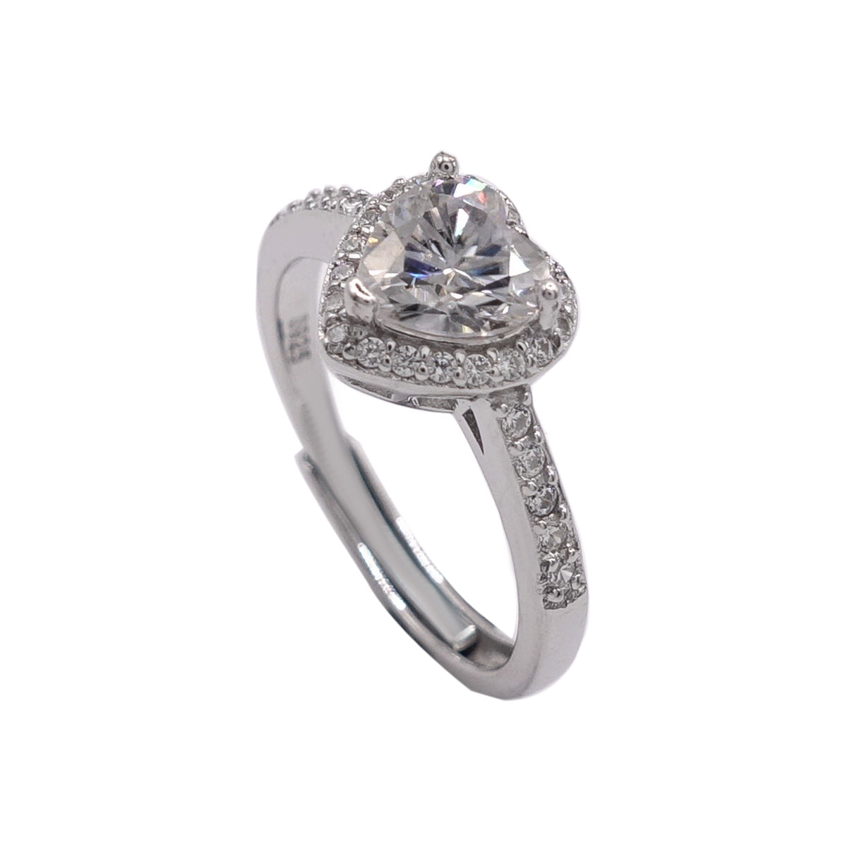 176LV Halo Heart Cut Sterling Engagement Ring