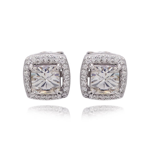 177LV Moissanite Heart Shaped Paved Stud Earrings