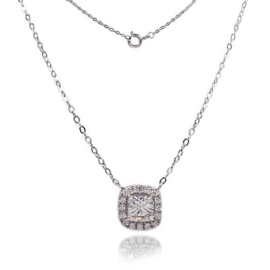 178LV Moissanite Square Princess Paved Necklace