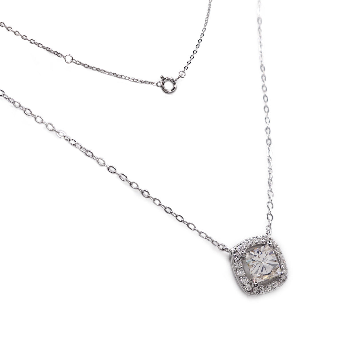 178LV Moissanite Square Princess Paved Necklace