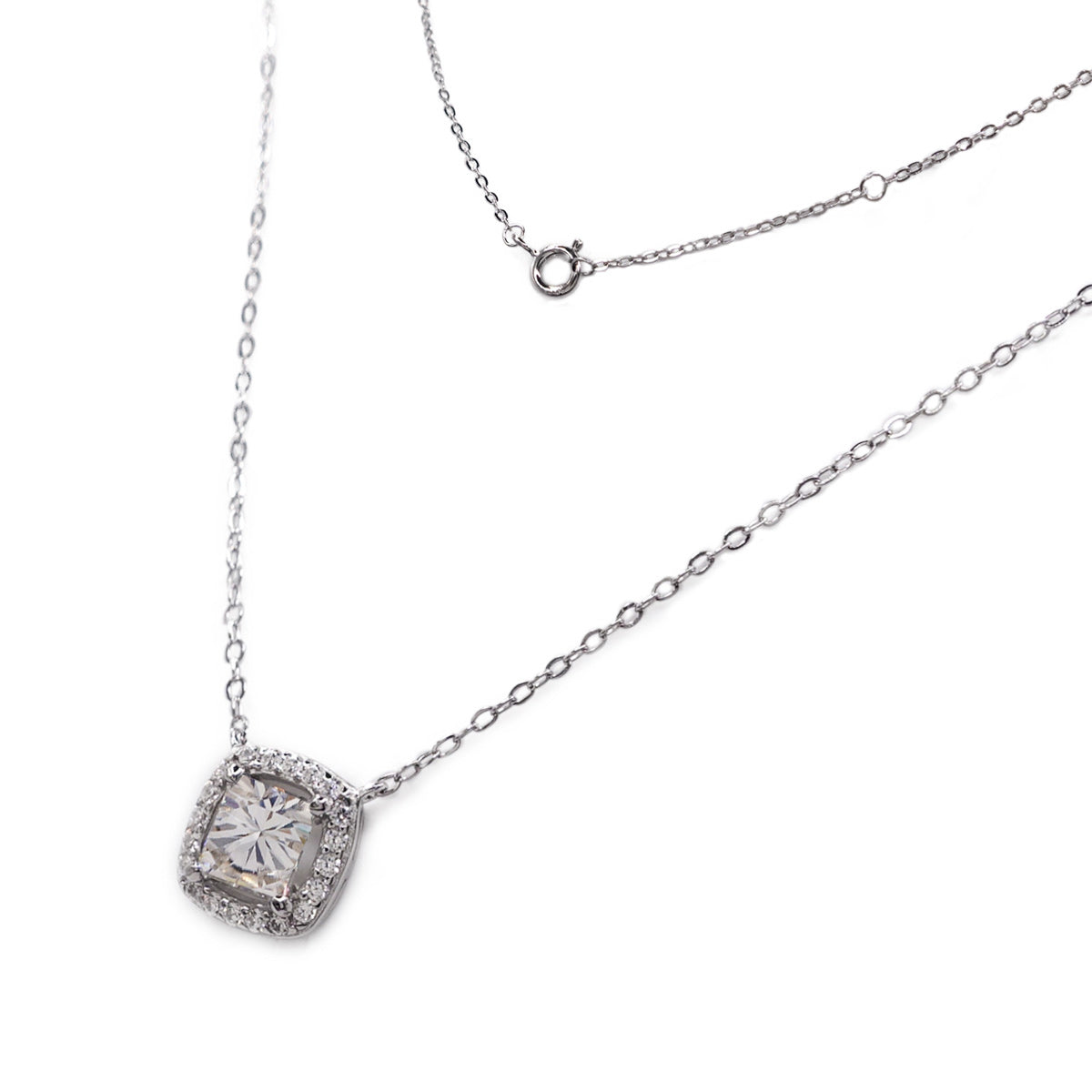 178LV Moissanite Square Princess Paved Necklace