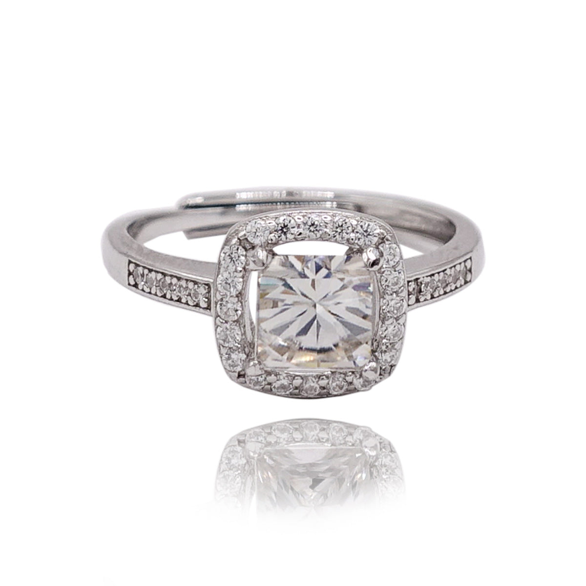 179LV Moissanite Square Princess  Round Cut Engagement Ring
