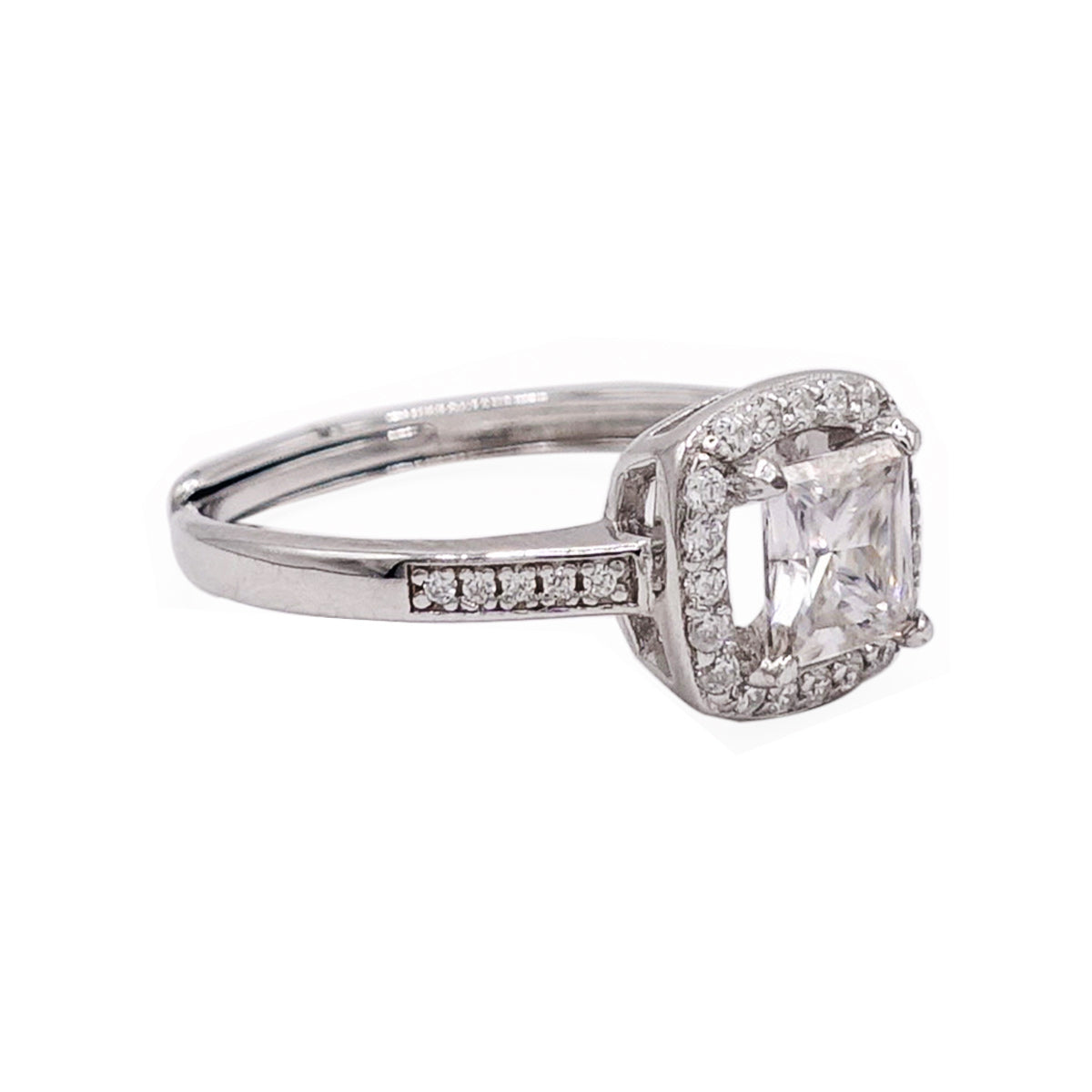 179LV Moissanite Square Princess  Round Cut Engagement Ring