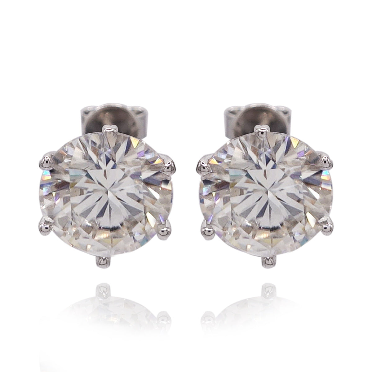 182LV Moissanite Round Solitaire Swarovski Stud Earrings
