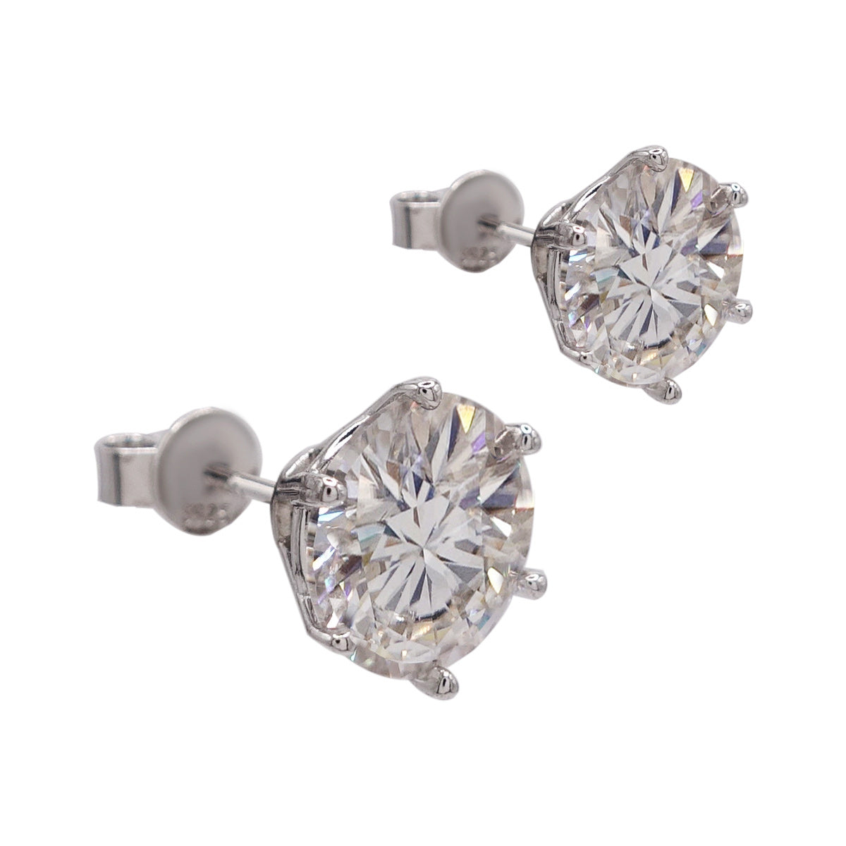 182LV Moissanite Round Solitaire Swarovski Stud Earrings