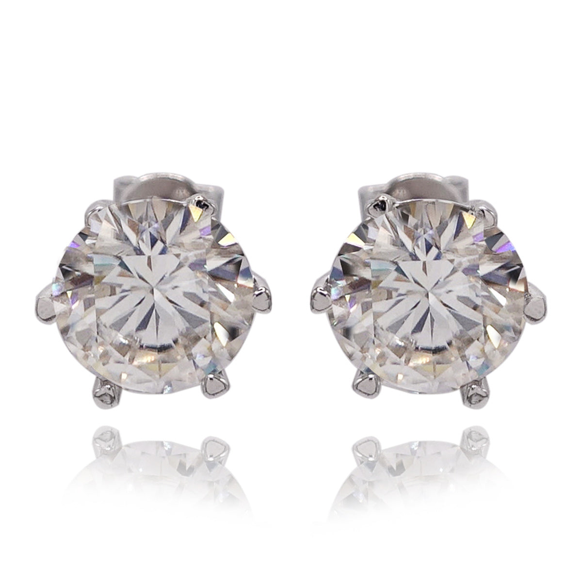 183LV Moissanite Round Solitaire Stud Earrings