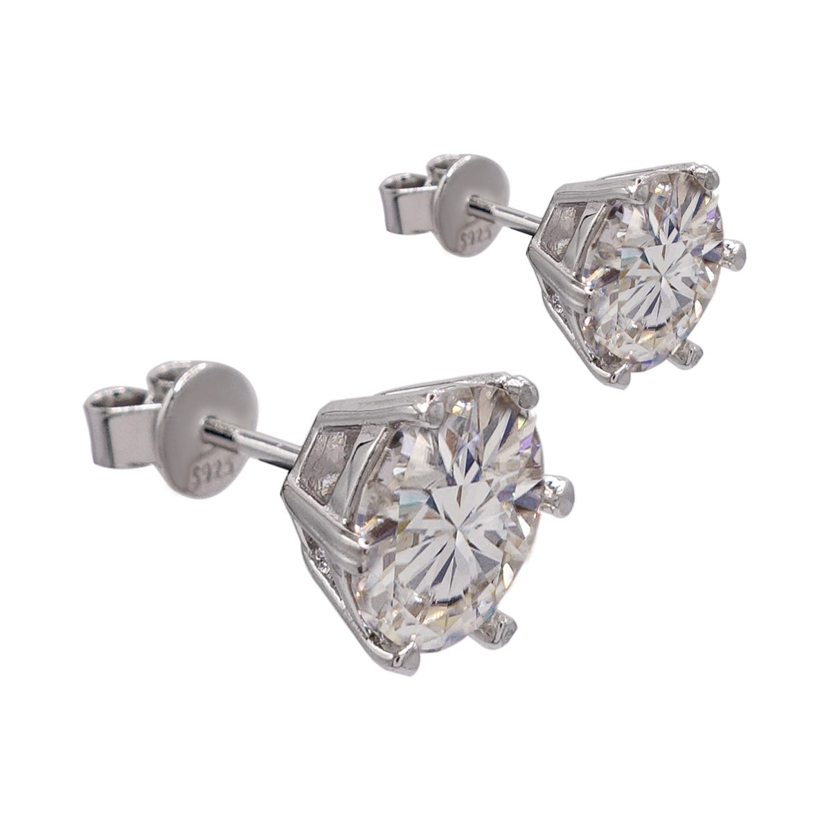 183LV Moissanite Round Solitaire Stud Earrings