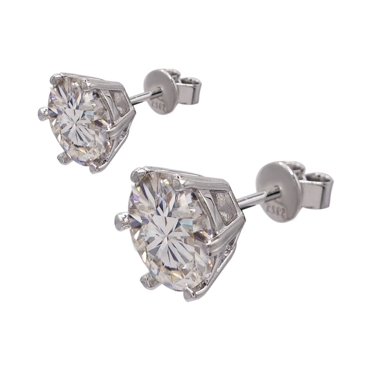 183LV Moissanite Round Solitaire Stud Earrings