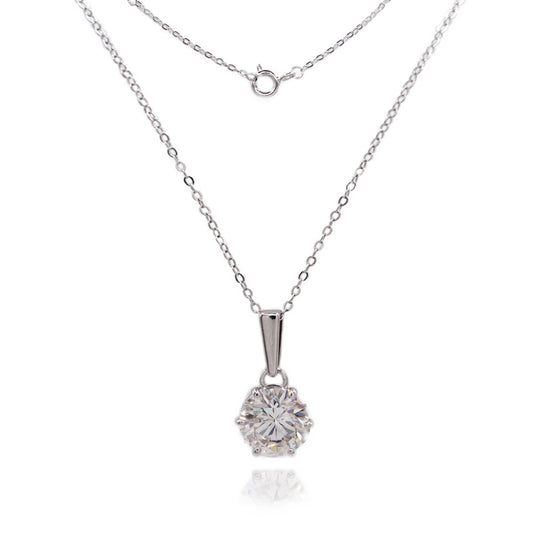 184LV Solitaire Rhodium Moissanite Necklace