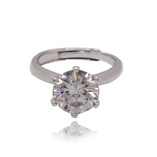 186LV Moissanite Round Cut Solitaire Engagement Ring