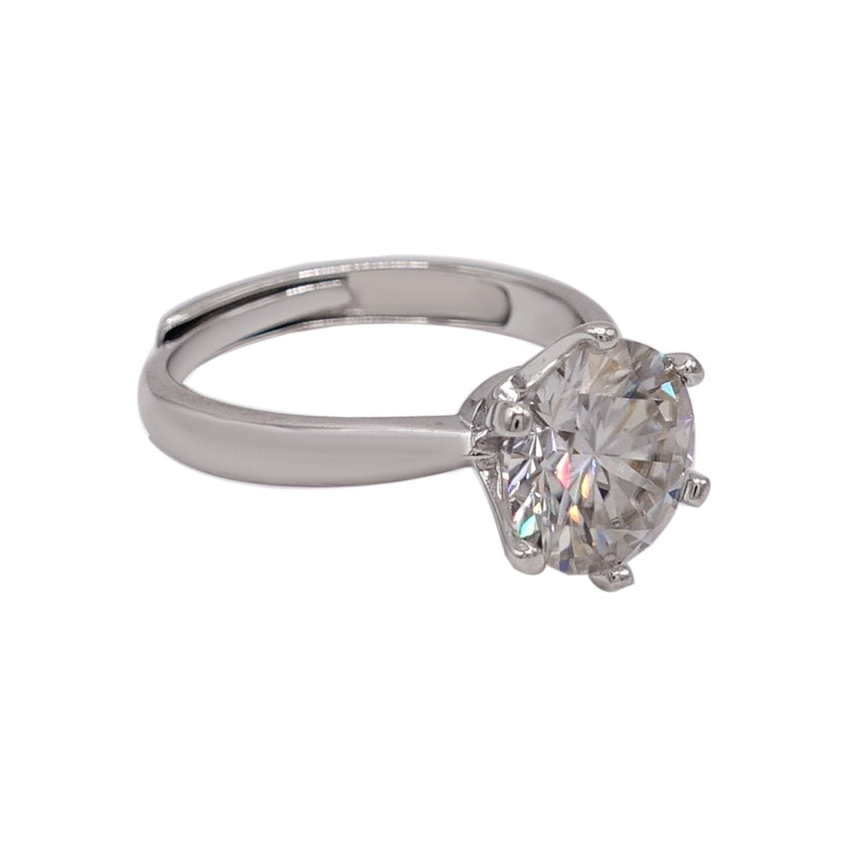 186LV Moissanite Round Cut Solitaire Engagement Ring