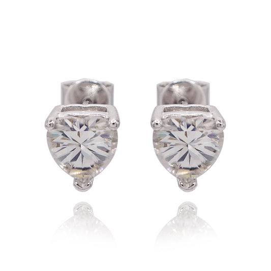 192LV  Moissanite Heart Studs Earrings