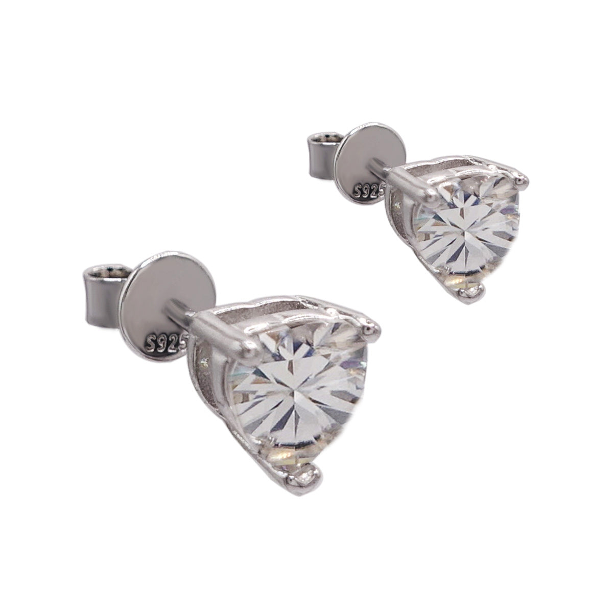 192LV  Moissanite Heart Studs Earrings