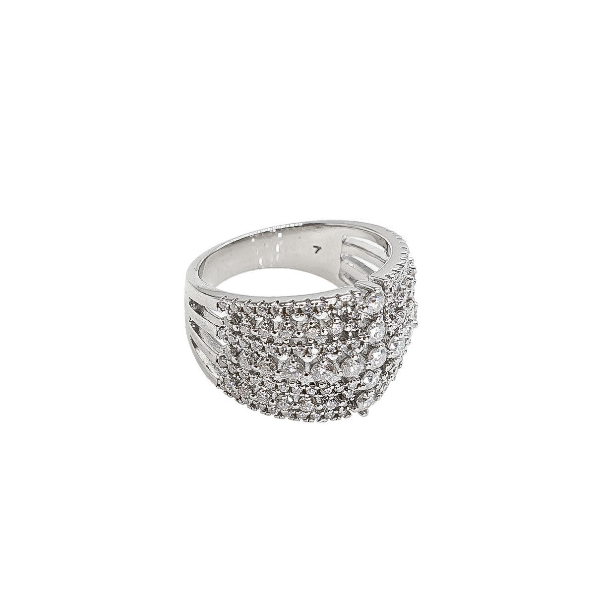 196LV Wide Row Pave Stone Ring