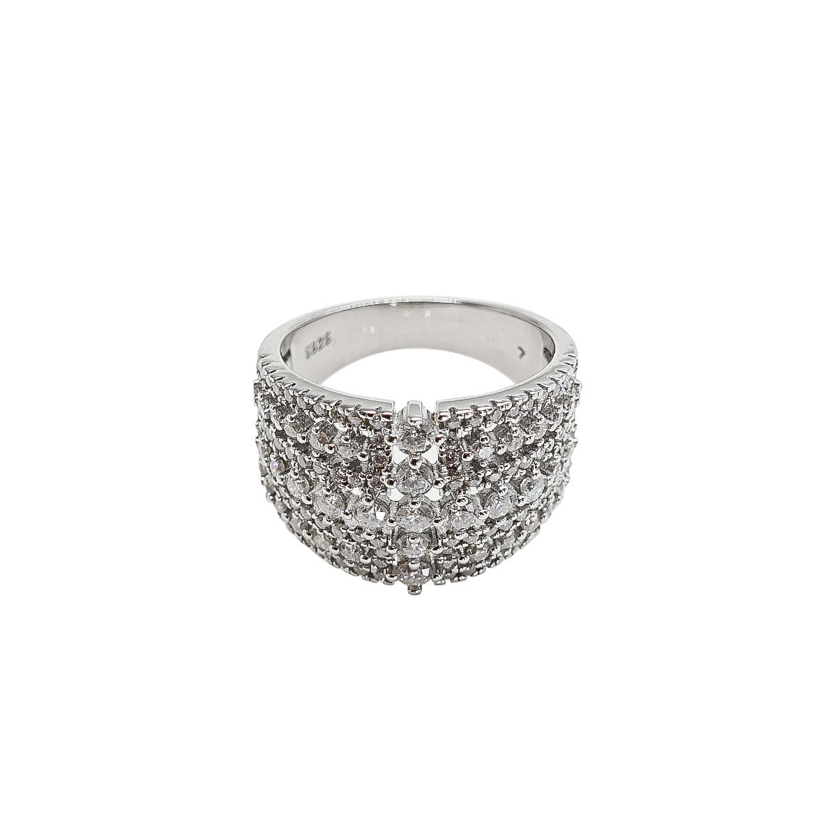 196LV Wide Row Pave Stone Ring