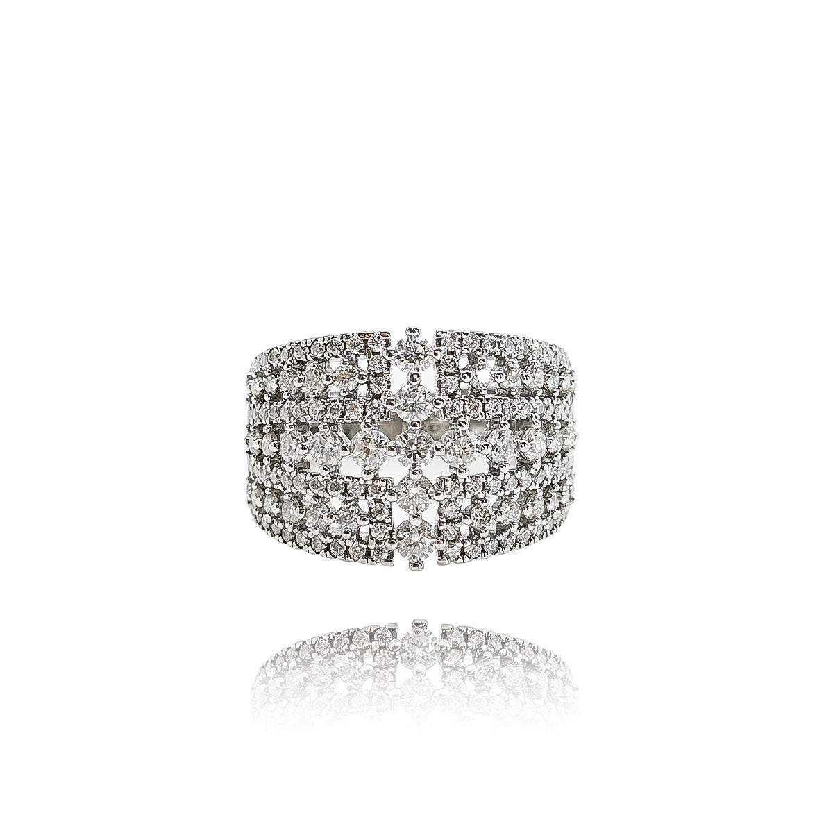 196LV Wide Row Pave Stone Ring