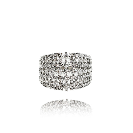 196LV Wide Row Pave Stone Ring