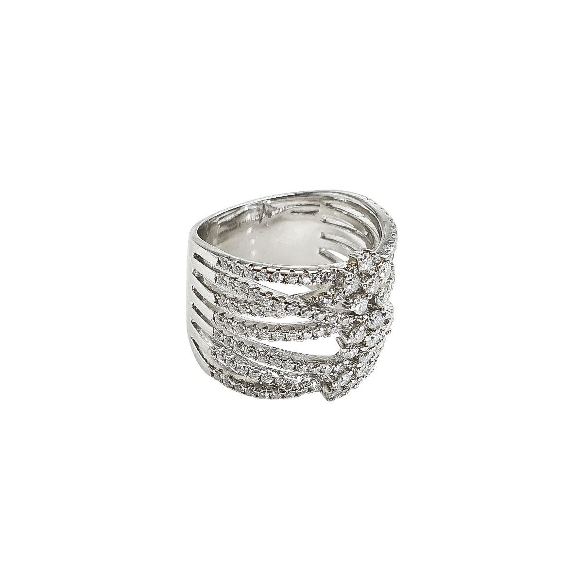 198LV Twisted Thick Band Full Stone Ring