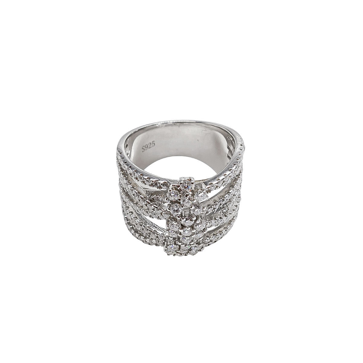 198LV Twisted Thick Band Full Stone Ring