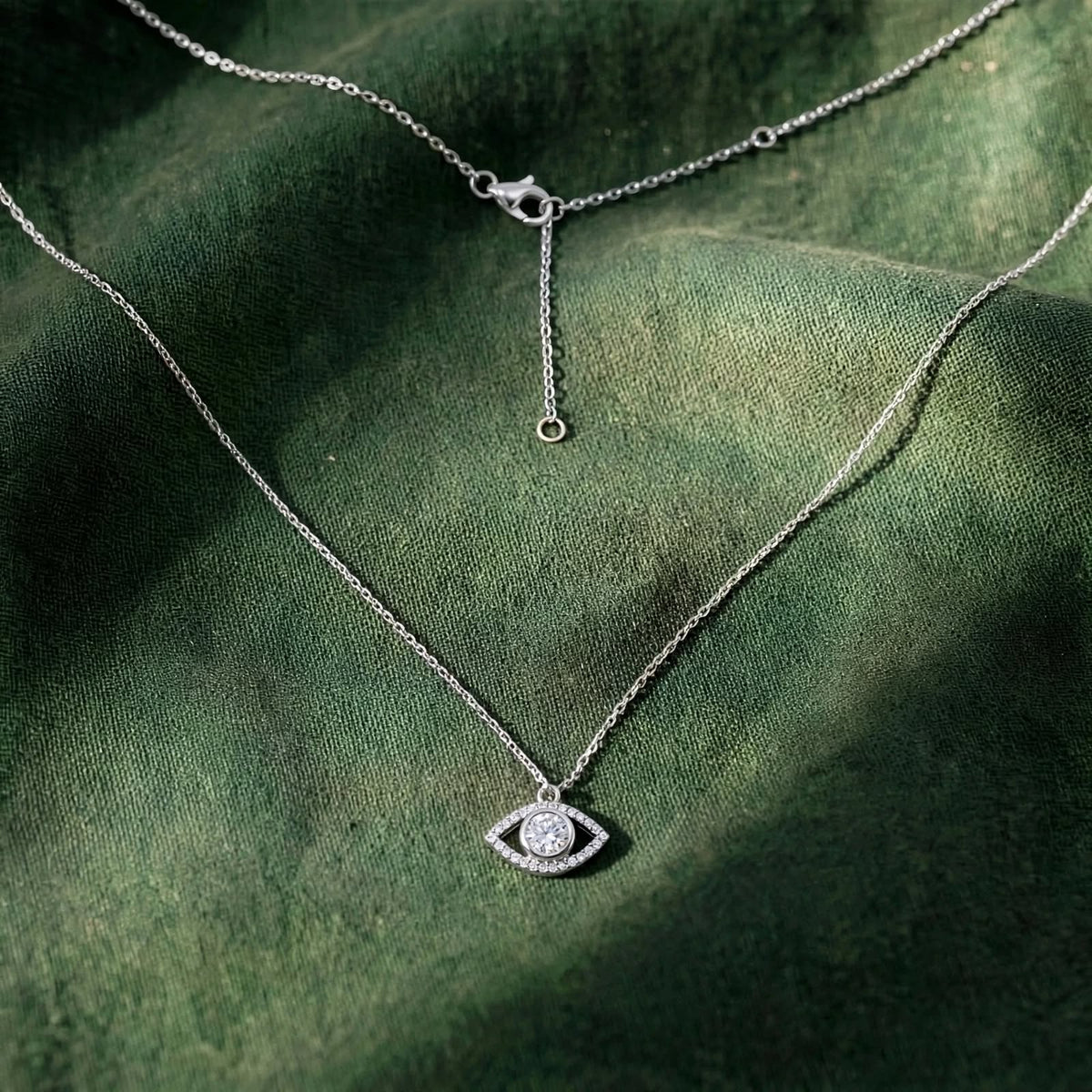 Eye Motif Station Moissanite Pendant Necklace 208LV
