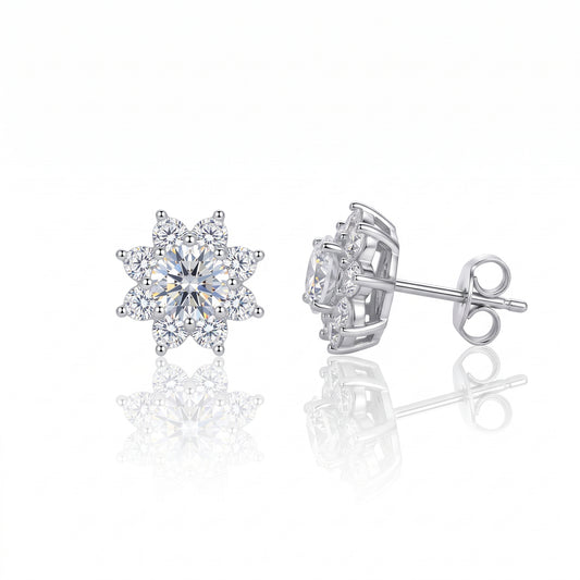 Petal Crest Matrix Moissanite Stud Earrings 214LV