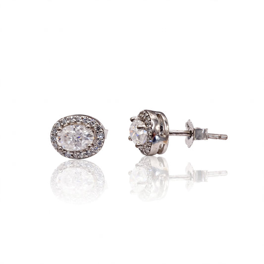Refractive Oval Halo Solitaire Moissanite Studs 219LV