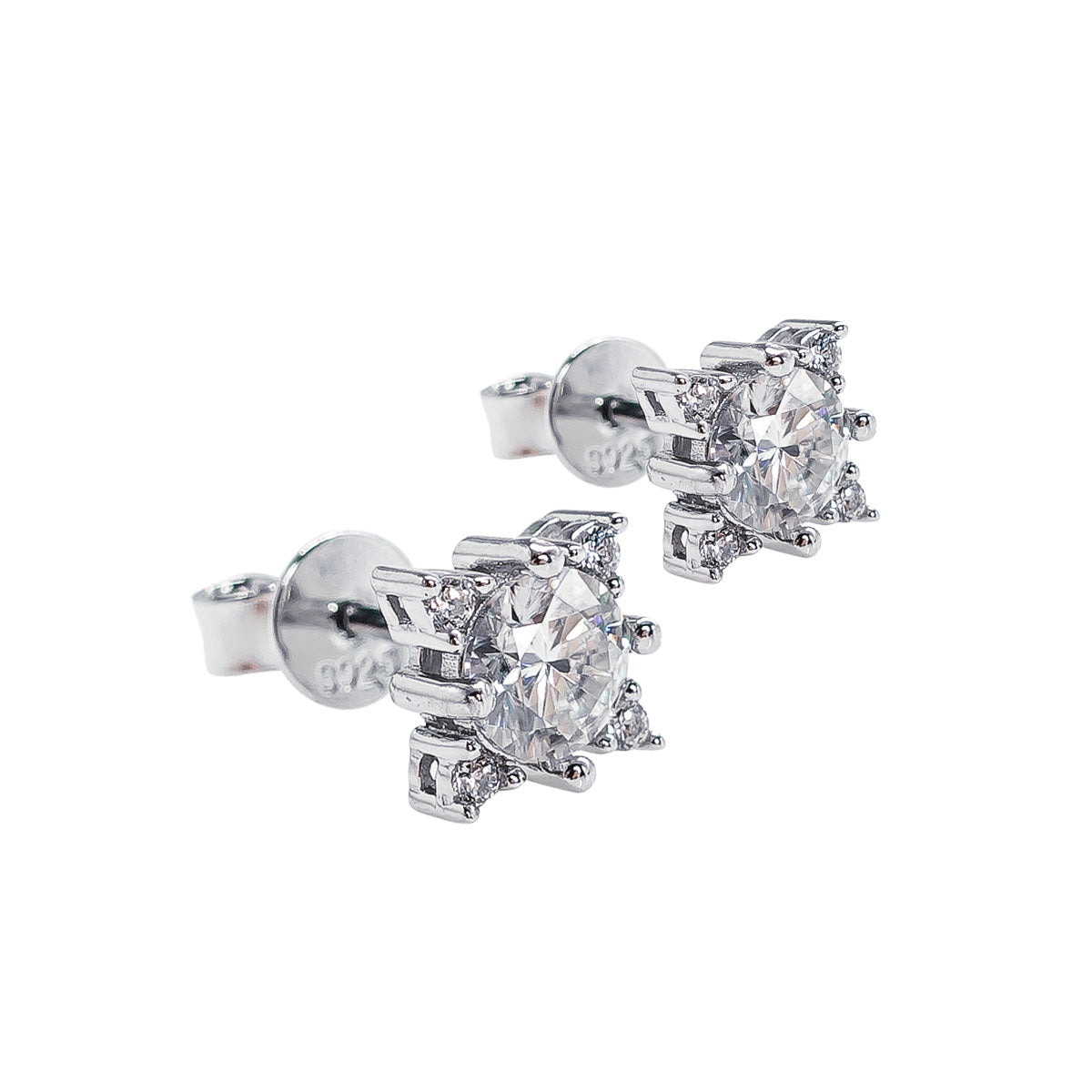 222LV Round Four Corner Stud Earrings