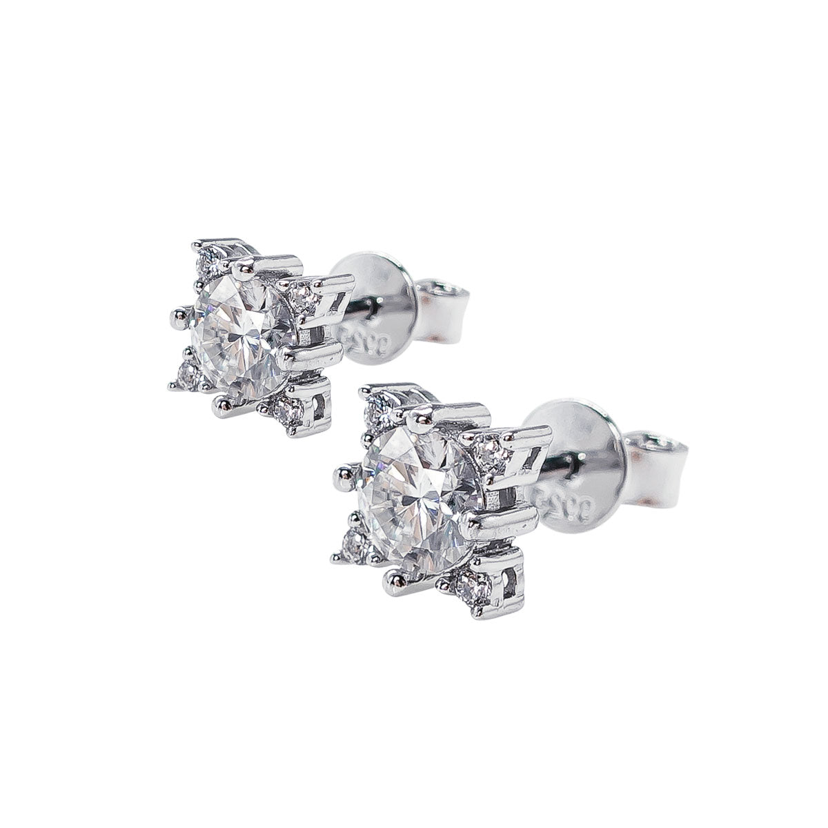 222LV Round Four Corner Stud Earrings