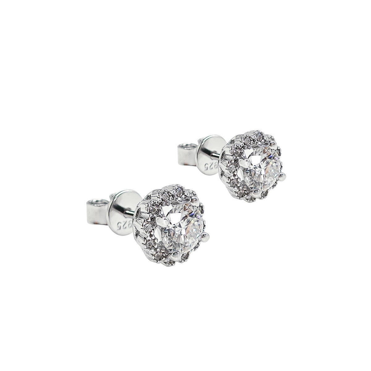 225LV Round Floral Stud Earrings
