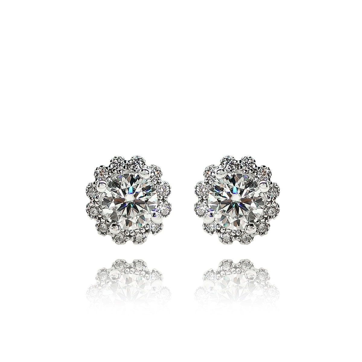 225LV Round Floral Stud Earrings