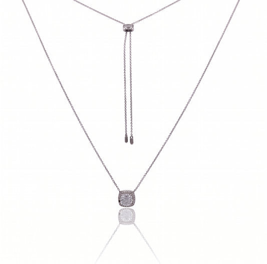 Cushion-Cut Halo Slider Chain Necklace 228LV