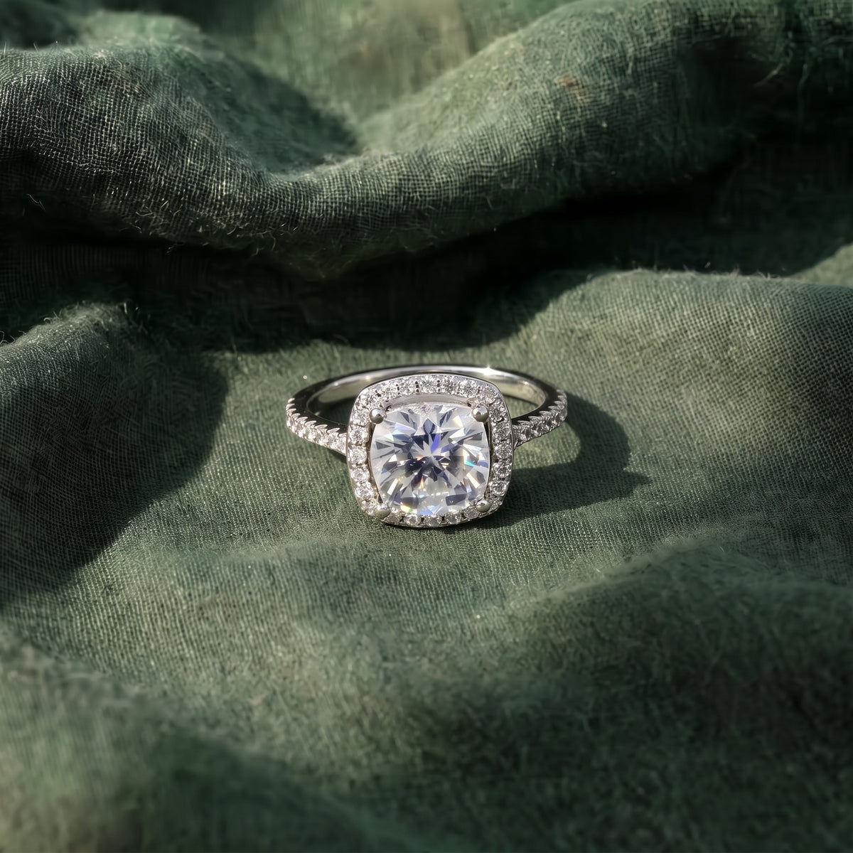 Cushion Frame Round Moissanite Ring 229LV