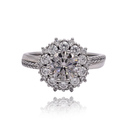 231LV Brilliant Cut Moissanite Stone Engagement Ring