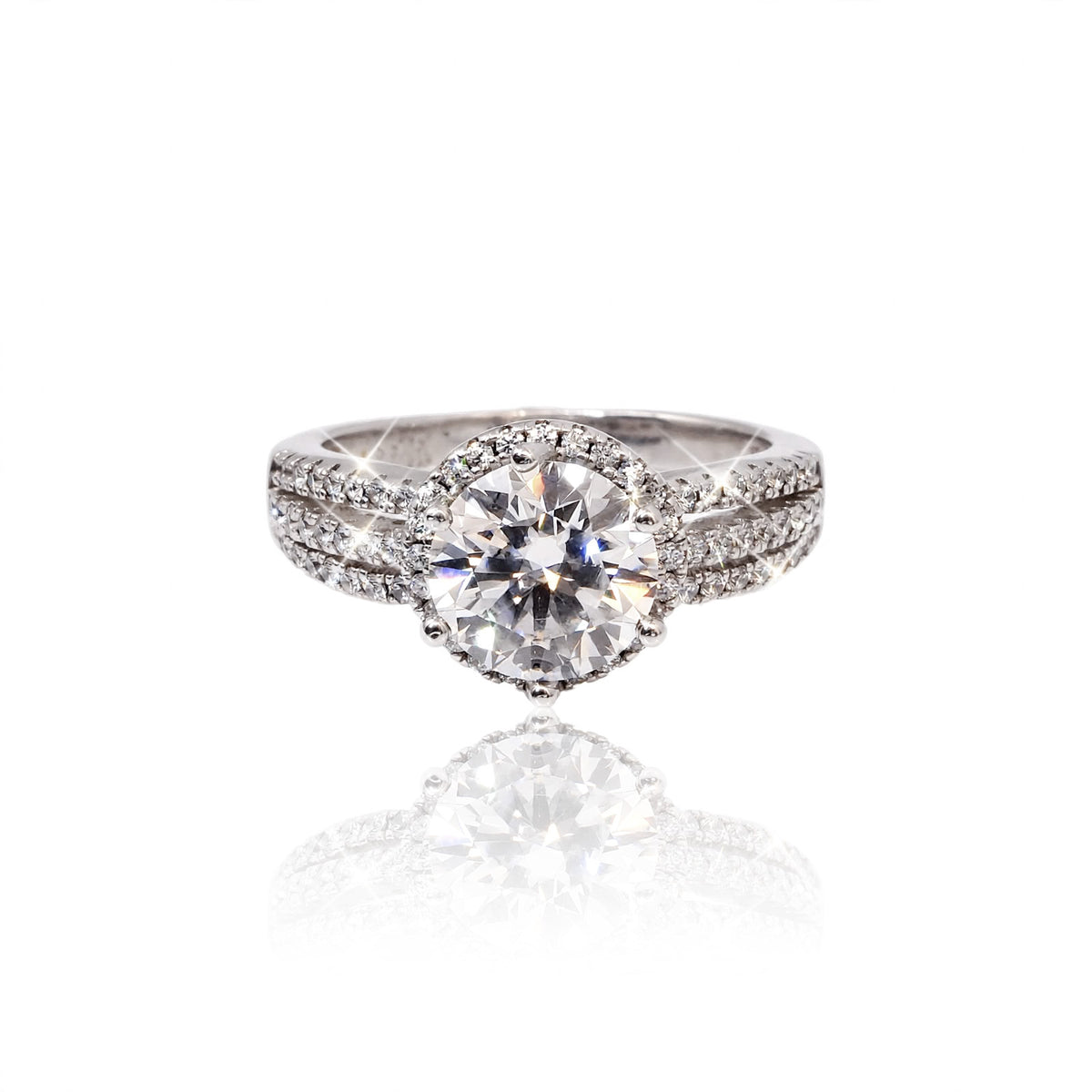 Continuous Arc Micro-Pavé Solitaire Moissanite Ring235LV