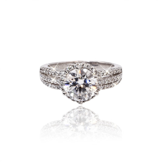 Continuous Arc Micro-Pavé Solitaire Moissanite Ring235LV