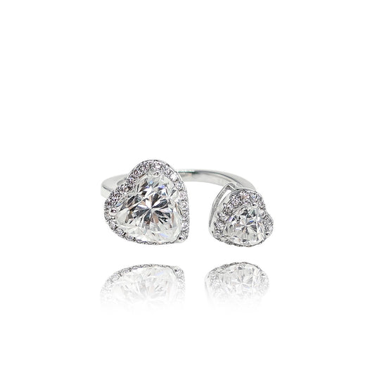 236LV Double Heart Shape Cocktail Ring