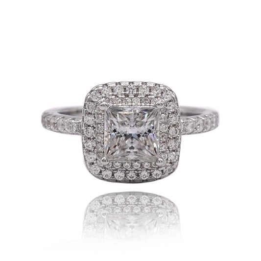 238LV Princess Cut Halo Engagement Ring