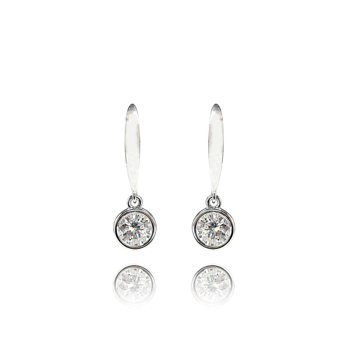 243LV Disk Shape Moissanite Stone Hook Earrings