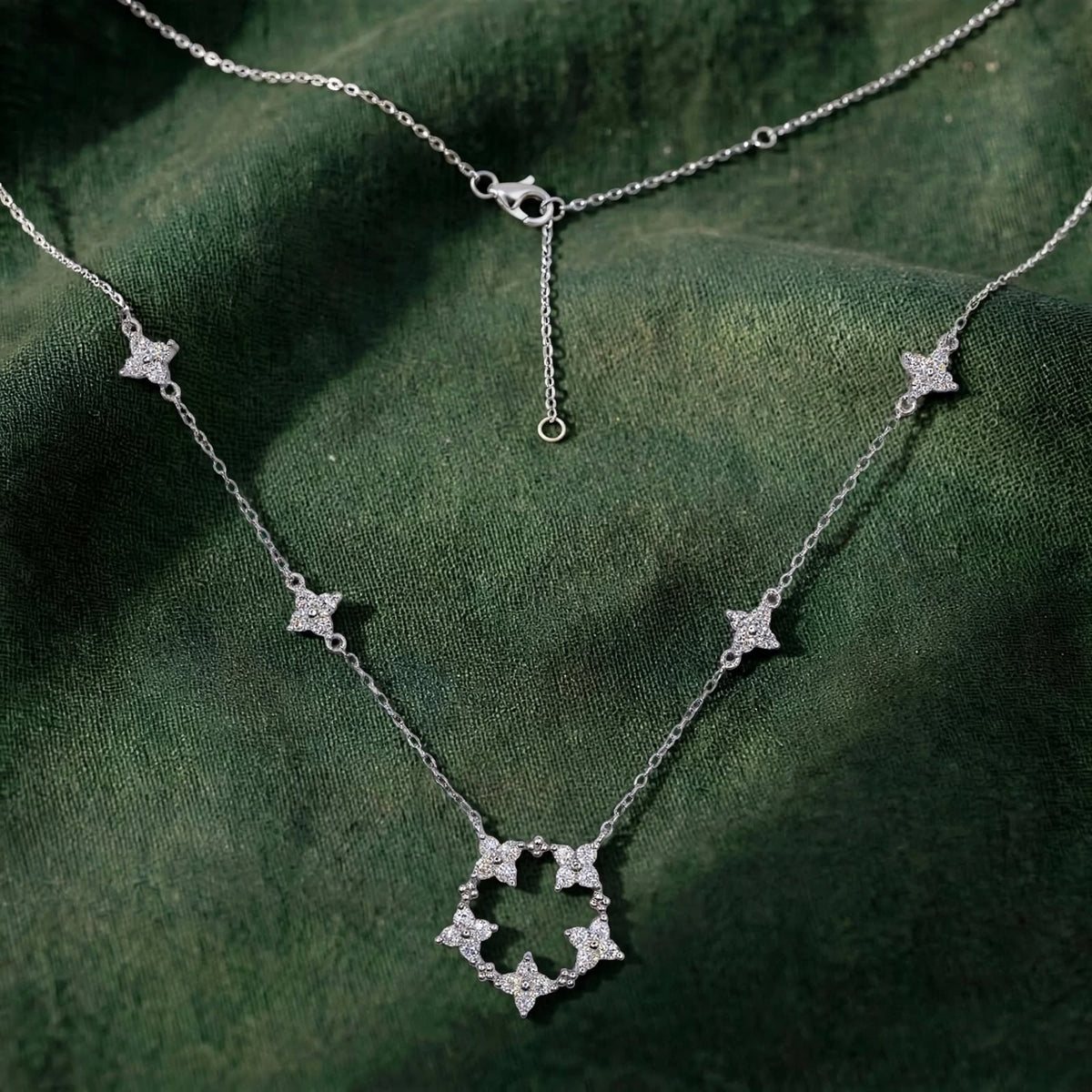 Floral Wreath Centerpiece Station Moissanite Necklace 251LV