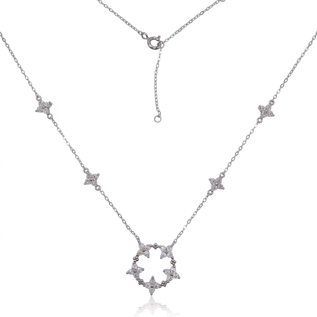 Floral Wreath Centerpiece Station Moissanite Necklace 251LV