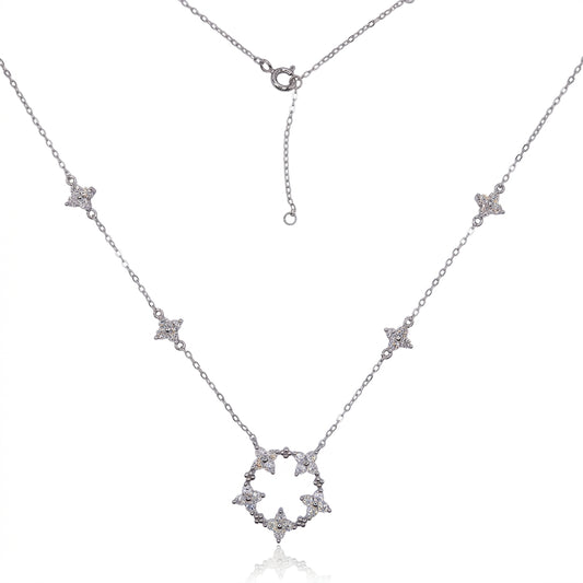 Floral Wreath Centerpiece Station Moissanite Necklace 251LV