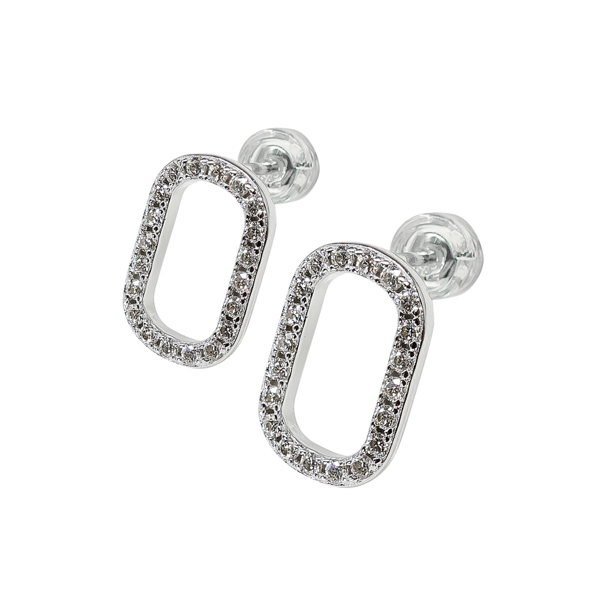 259LV Halo Oval Pave Crystal Stud Earrings