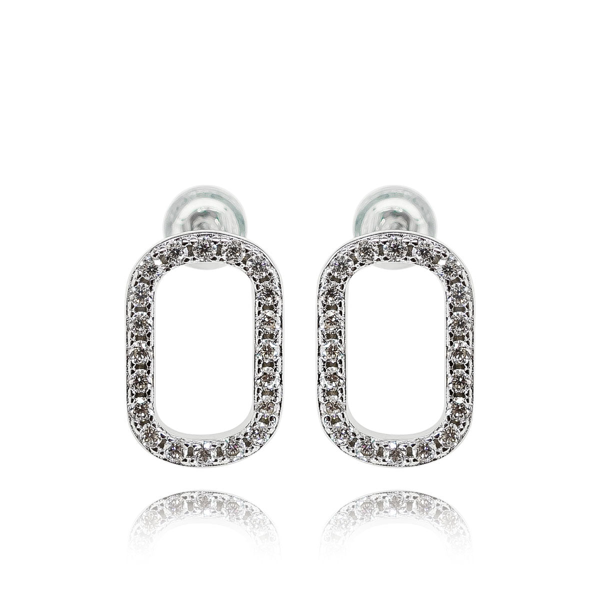 259LV Halo Oval Pave Crystal Stud Earrings