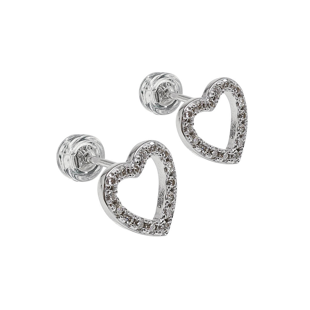 260LV Halo Heart Pave Crystal Stud Earrings