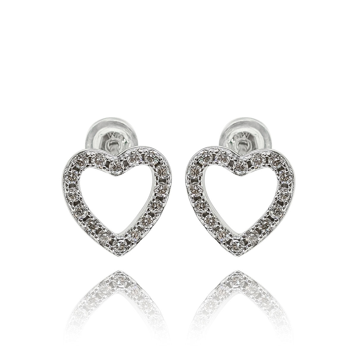 260LV Halo Heart Pave Crystal Stud Earrings